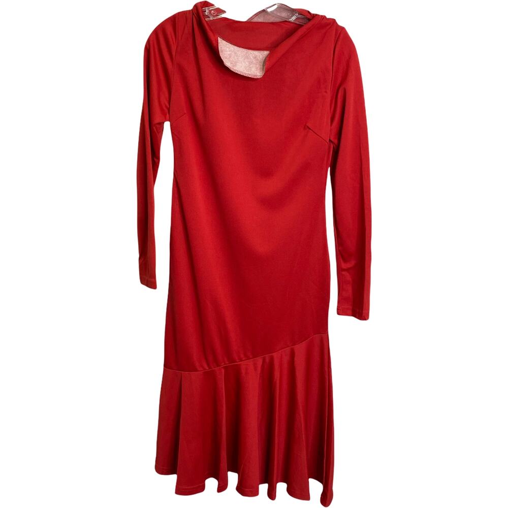 Classic Fashion Collection Women's Dress‎ Red Long Sleeve High Neck Ruffle M NWT